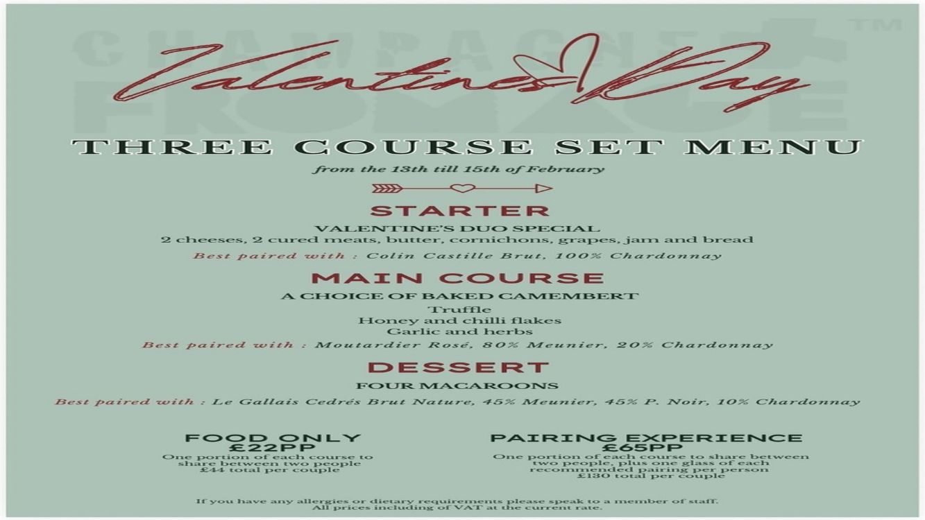Valentine's Day 3 Course Set Menu